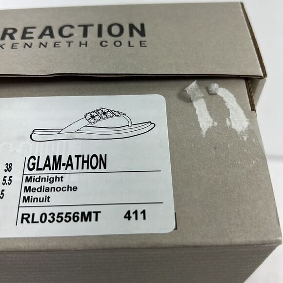 Reaction by Kenneth Cole Glam-A-Thon Thong Sandals Midnight Sand Size 10 - Picture 7 of 7
